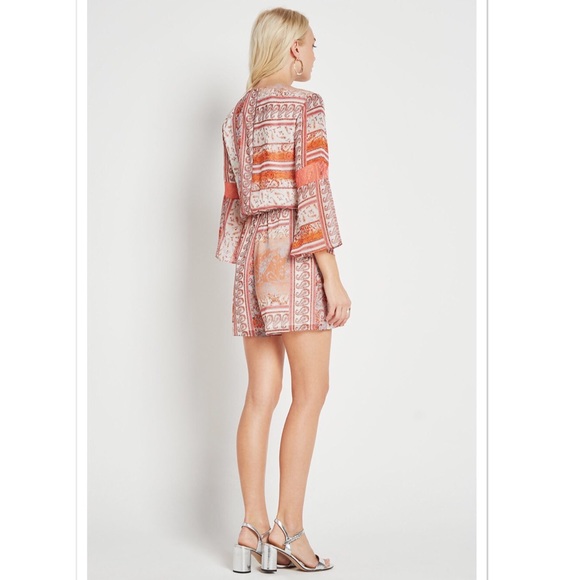 Bcbg V neck Floral Lace-Trimmed Romper - Picture 3 of 8